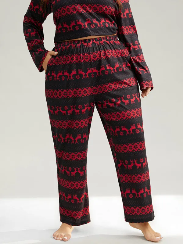 Christmas Elk Pocket Elastic Waist Sleep Bottoms sold by Bloomchic