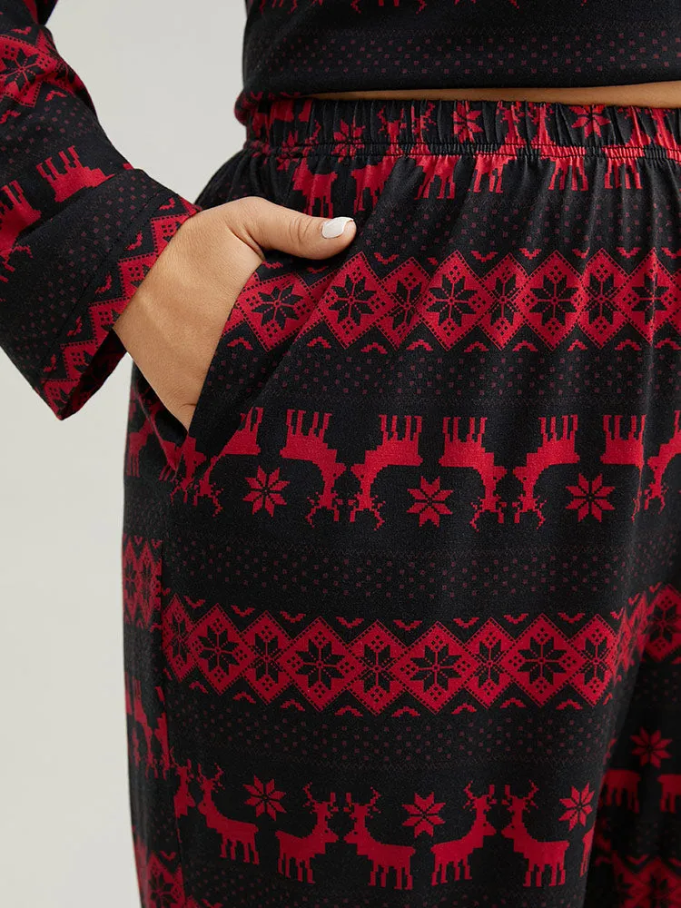 Christmas Elk Pocket Elastic Waist Sleep Bottoms sold by Bloomchic product image thumbnail 5