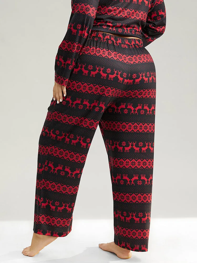 Christmas Elk Pocket Elastic Waist Sleep Bottoms sold by Bloomchic product image thumbnail 2