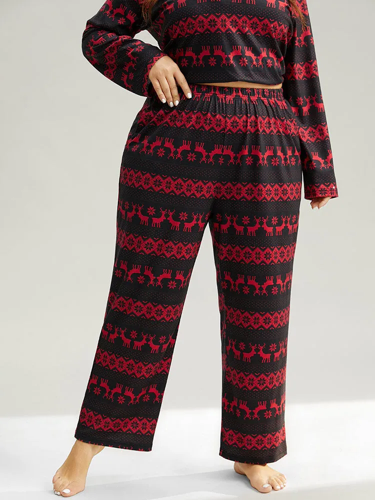 Christmas Elk Pocket Elastic Waist Sleep Bottoms sold by Bloomchic product image thumbnail 3