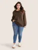 Plisse Lapel Collar Button Detail Sweatshirt sold by Bloomchic