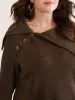 Plisse Lapel Collar Button Detail Sweatshirt sold by Bloomchic