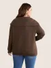 Plisse Lapel Collar Button Detail Sweatshirt sold by Bloomchic