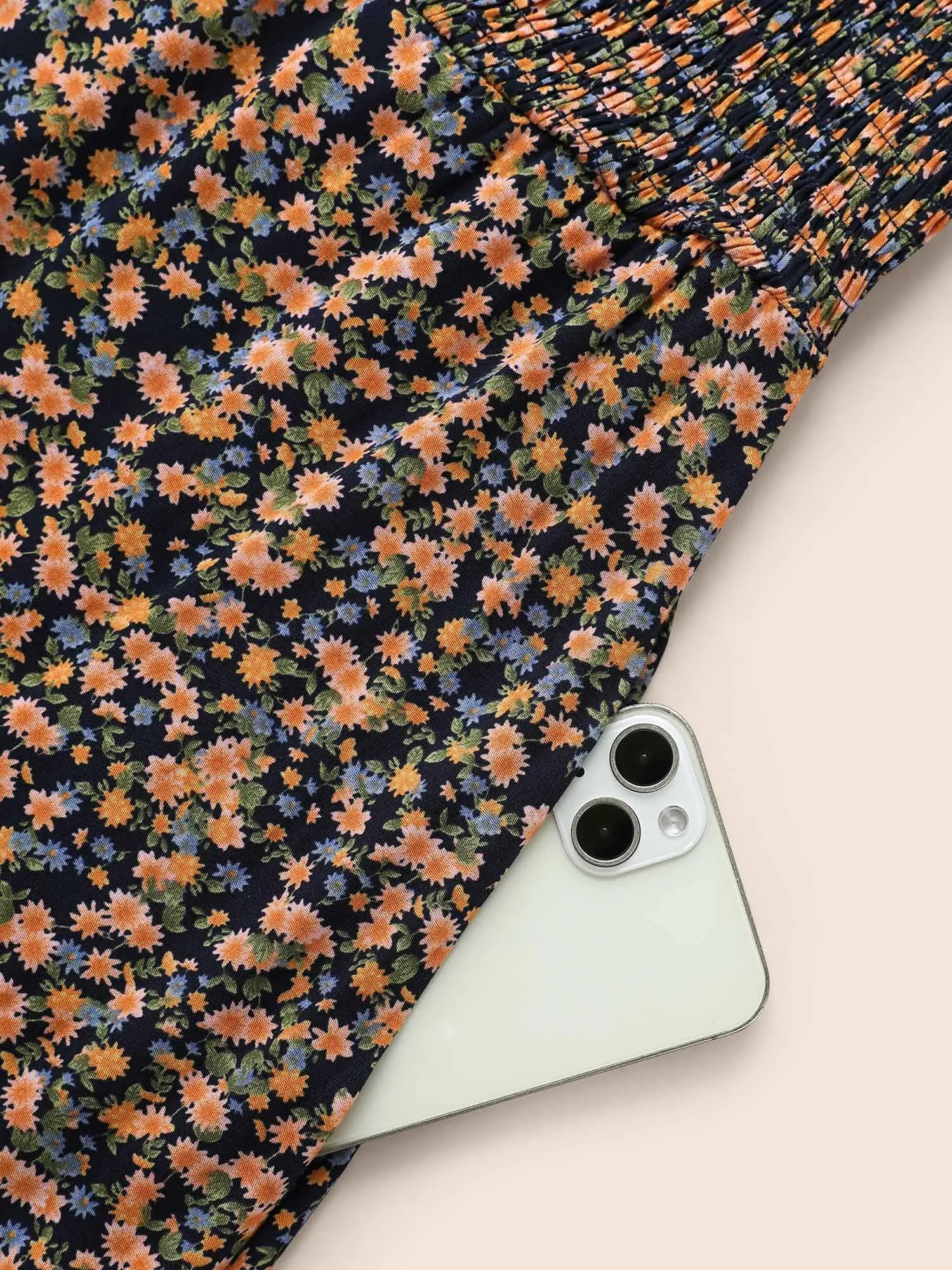 Ditsy Floral Shirred Ruffle Layered Hem Dress sold by Bloomchic product image thumbnail 5