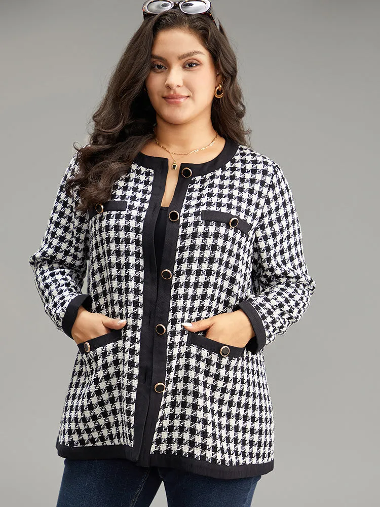 Twill Houndstooth Button Detail Pocket Coat sold by Bloomchic product image thumbnail 3