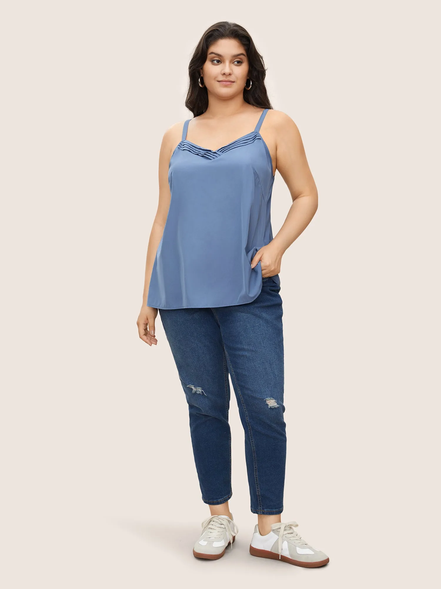 Supersoft Essentials Pleated Adjustable Straps Cami Top sold by Bloomchic product image thumbnail 2
