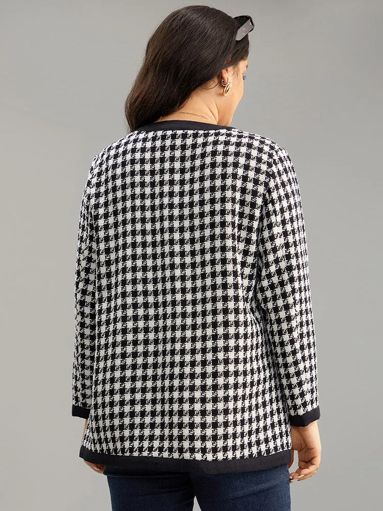 Twill Houndstooth Button Detail Pocket Coat sold by Bloomchic product image thumbnail 2