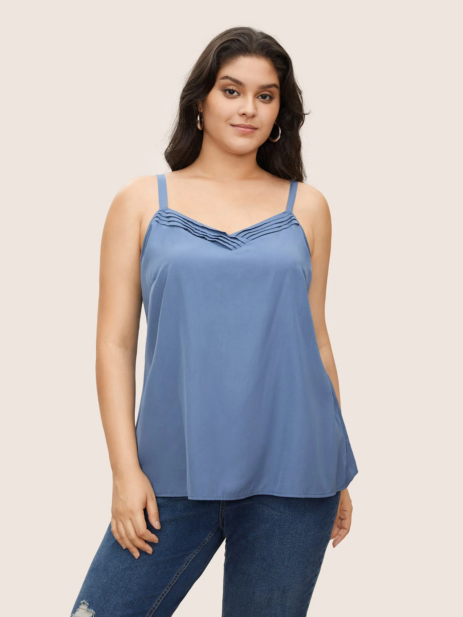Supersoft Essentials Pleated Adjustable Straps Cami Top sold by Bloomchic