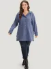 Plain Button Detail Hooded Drawstring Coat sold by Bloomchic