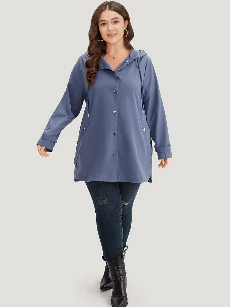 Plain Button Detail Hooded Drawstring Coat sold by Bloomchic product image thumbnail 4