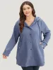 Plain Button Detail Hooded Drawstring Coat sold by Bloomchic