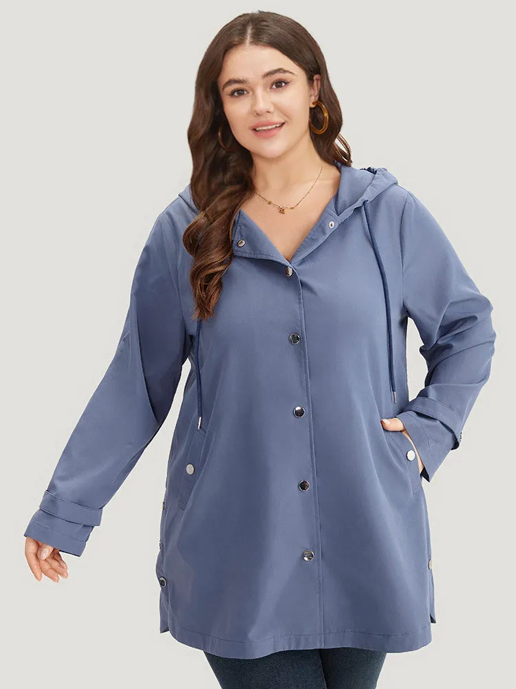 Plain Button Detail Hooded Drawstring Coat sold by Bloomchic product image thumbnail 5