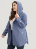 Plain Button Detail Hooded Drawstring Coat sold by Bloomchic