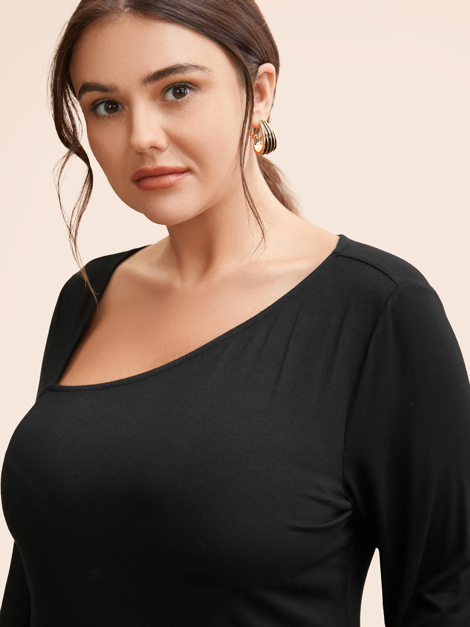Supersoft Essentials Asymmetrical Neckline T-shirt sold by Bloomchic product image thumbnail 5