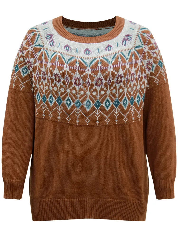 Moroccan Print Raglan Sleeve Elastic Cuffs Pullover sold by Bloomchic product image thumbnail 5