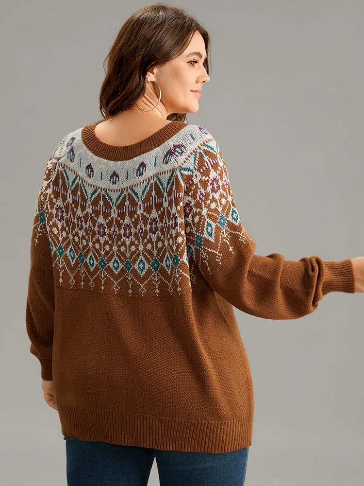 Moroccan Print Raglan Sleeve Elastic Cuffs Pullover sold by Bloomchic product image thumbnail 2