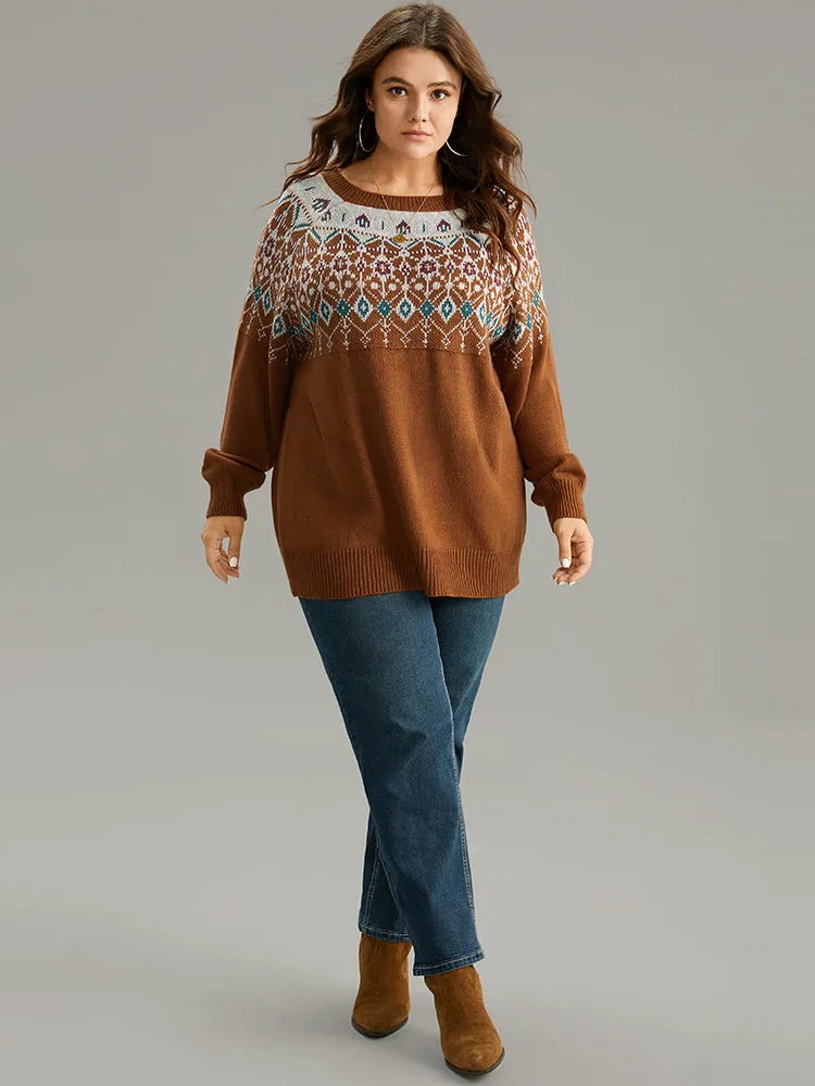Moroccan Print Raglan Sleeve Elastic Cuffs Pullover sold by Bloomchic product image thumbnail 3