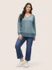 Patchwork Texture Waffle Knit Sweatshirt sold by Bloomchic
