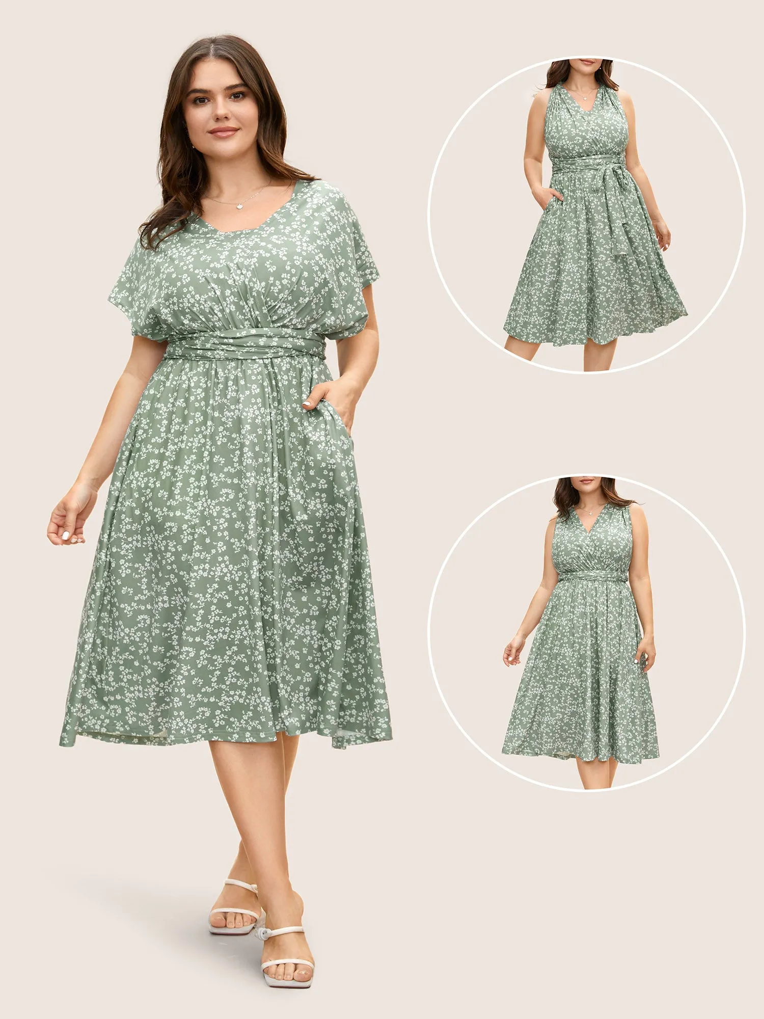 Everywhere Dress - Ditsy Floral Wrap Pocket Dress sold by Bloomchic