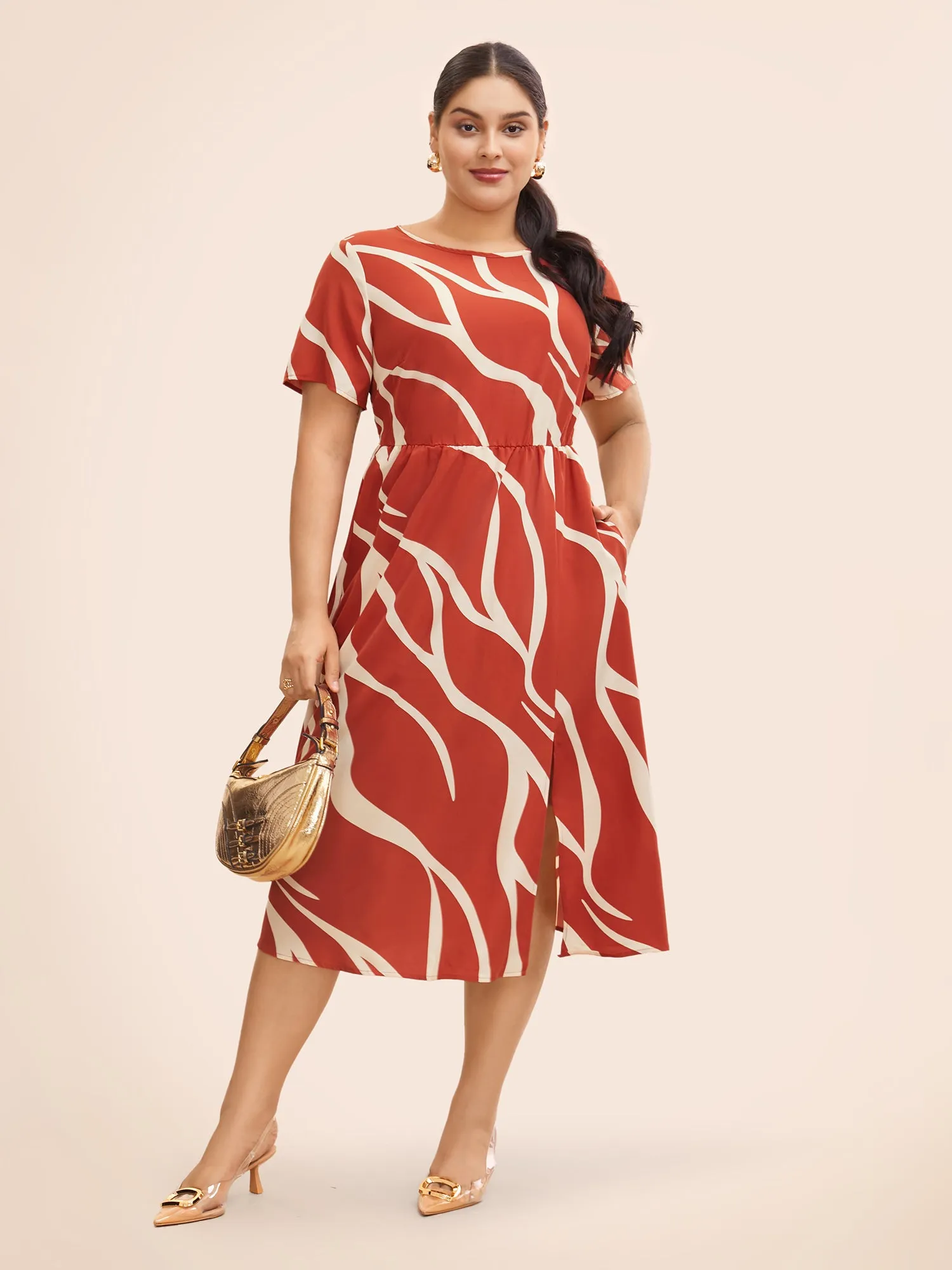 Geometric Split Hem Midi Dress sold by Bloomchic product image thumbnail 2