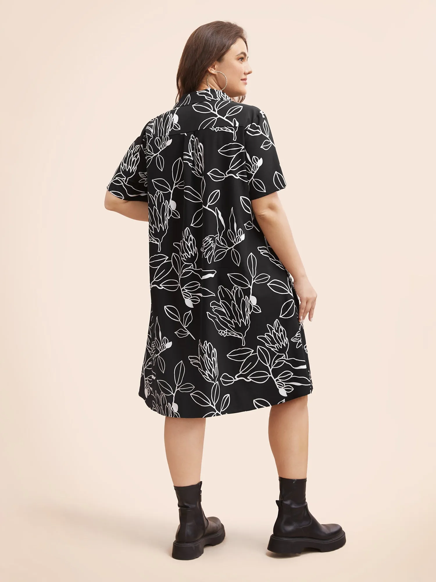 Floral Shirt Collar Button Up Dress sold by Bloomchic product image thumbnail 3