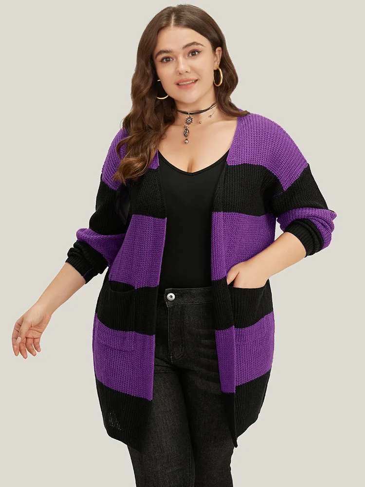 Halloween Colorblock Patched Pocket Tunic Cardigan sold by Bloomchic