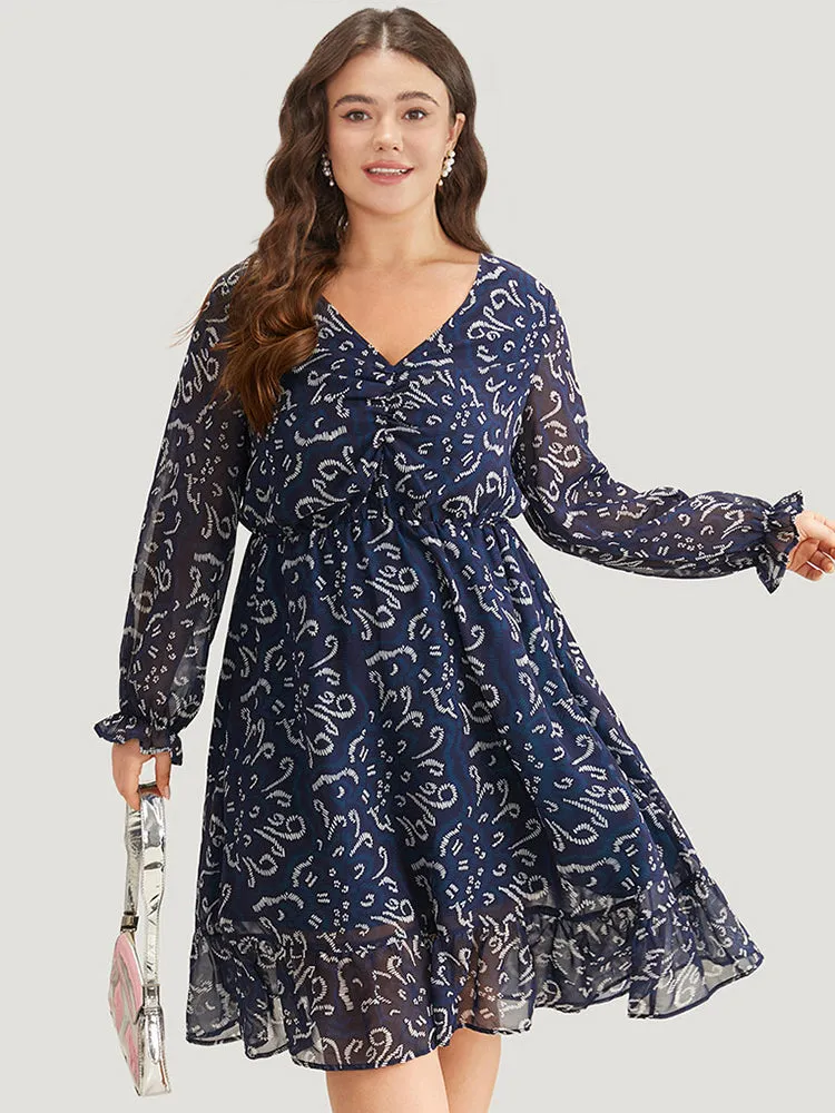 Geometric Pocket Ruched Mesh Dress sold by Bloomchic product image thumbnail 3