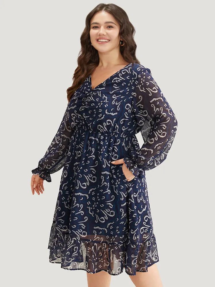 Geometric Pocket Ruched Mesh Dress sold by Bloomchic product image thumbnail 4