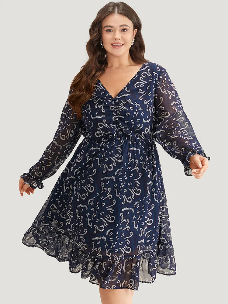 Geometric Pocket Ruched Mesh Dress sold by Bloomchic product image thumbnail 2