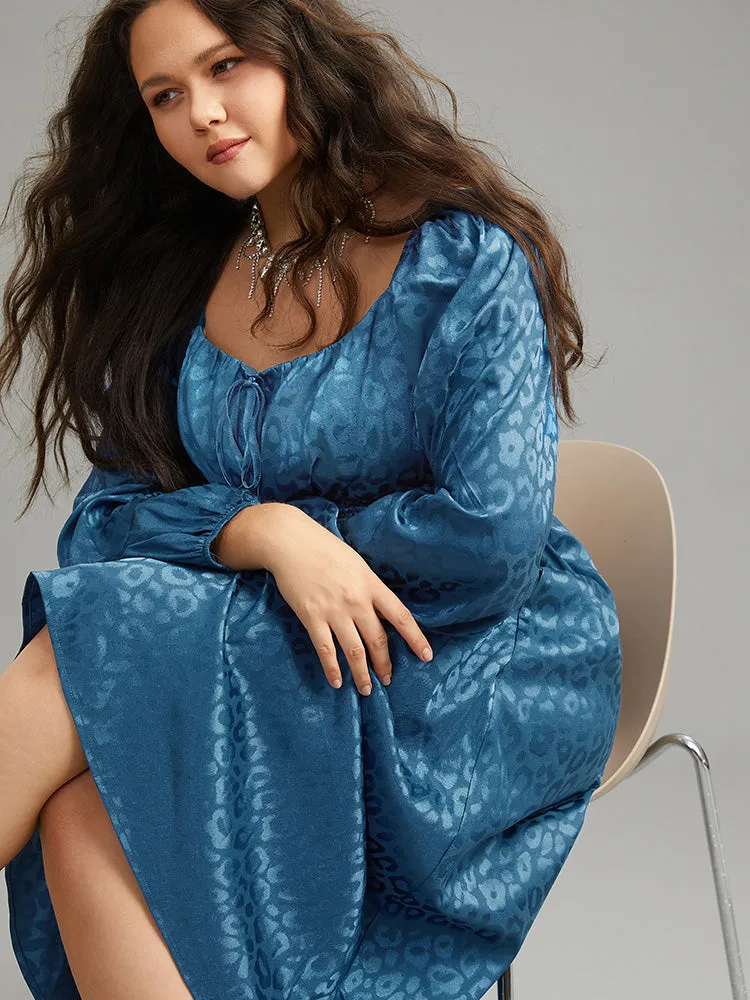 Leopard Print Square Neck Shirred Gathered Dress sold by Bloomchic product image thumbnail 5