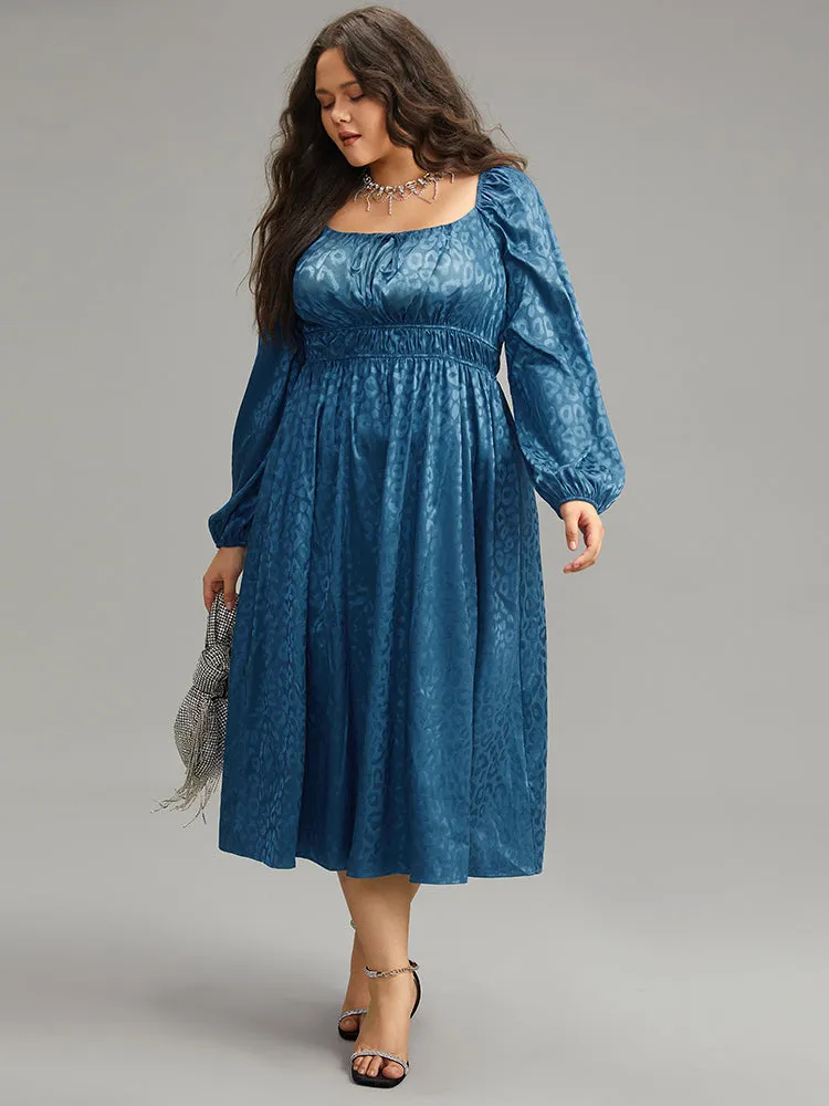 Leopard Print Square Neck Shirred Gathered Dress sold by Bloomchic product image thumbnail 2