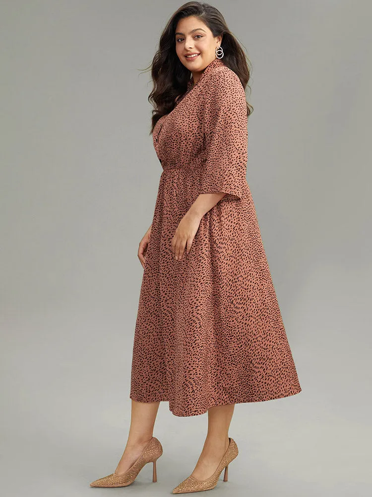 Leopard Pocket Button Up Elastic Waist Dress sold by Bloomchic product image thumbnail 4