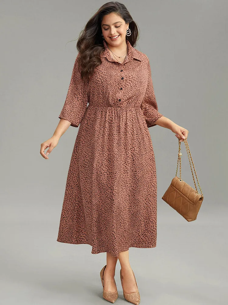 Leopard Pocket Button Up Elastic Waist Dress sold by Bloomchic