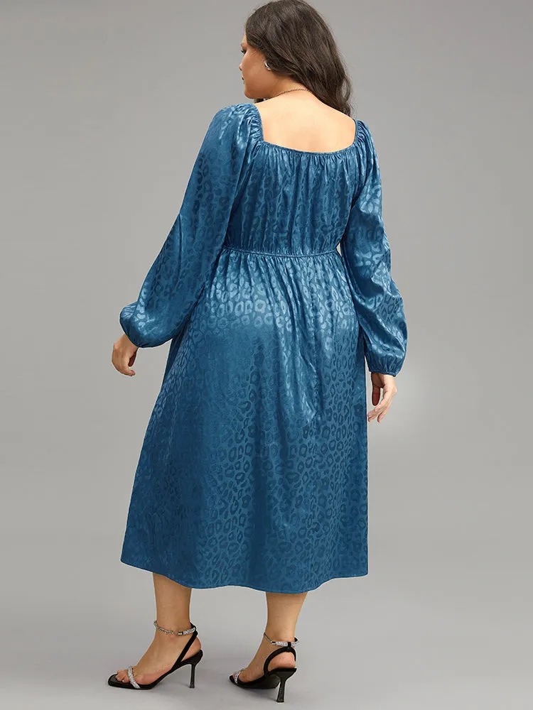 Leopard Print Square Neck Shirred Gathered Dress sold by Bloomchic product image thumbnail 3