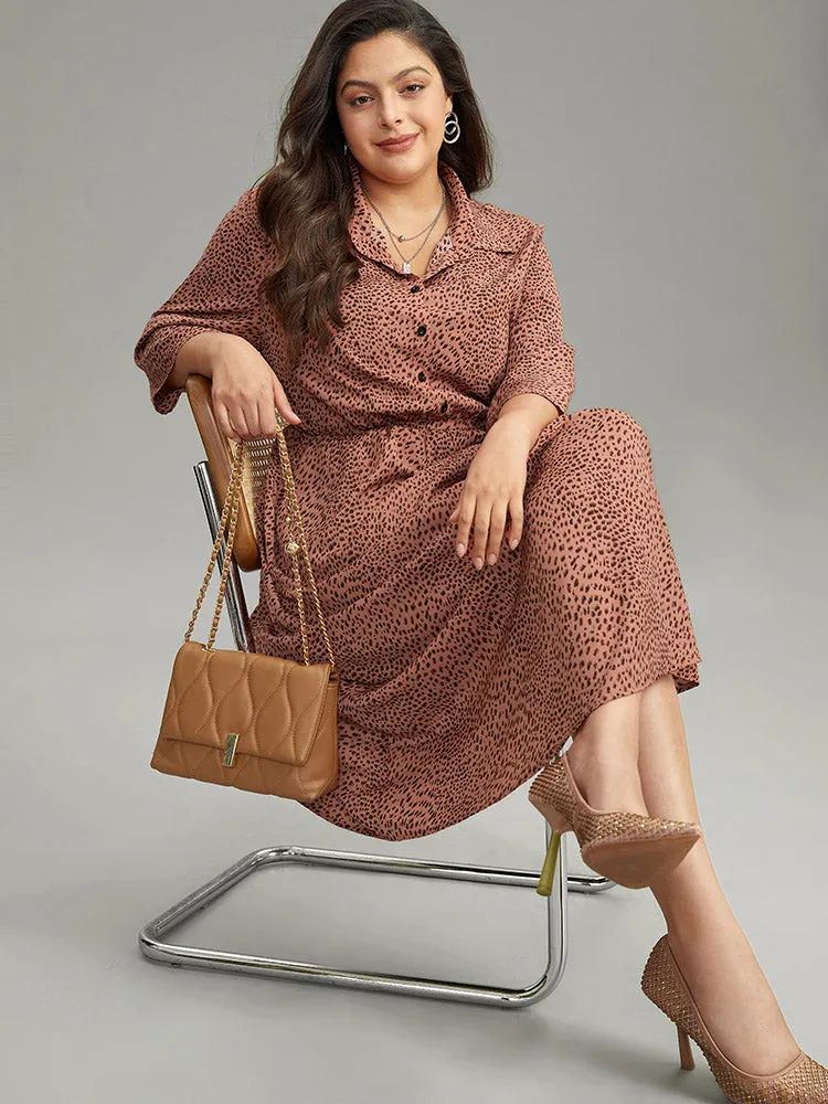 Leopard Pocket Button Up Elastic Waist Dress sold by Bloomchic product image thumbnail 5