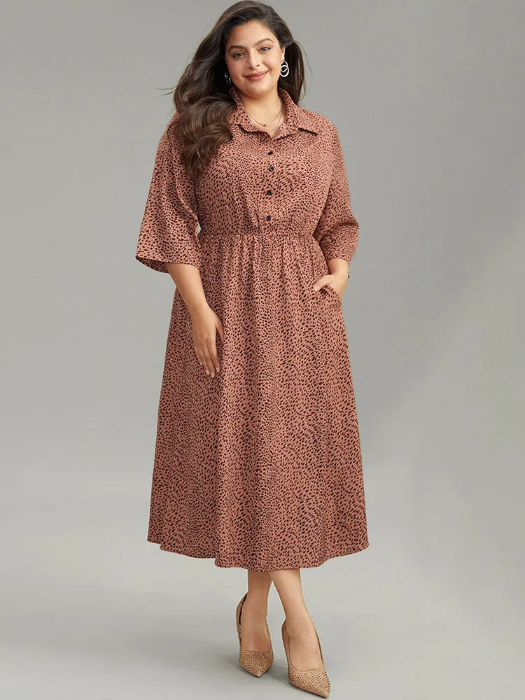 Leopard Pocket Button Up Elastic Waist Dress sold by Bloomchic product image thumbnail 2