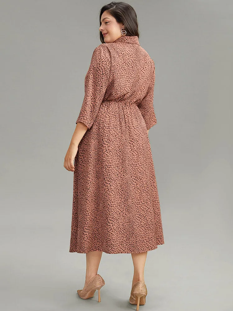 Leopard Pocket Button Up Elastic Waist Dress sold by Bloomchic product image thumbnail 3