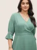 Solid Eyelet Lace Surplice Neck Ruffle Sleeve Dress sold by Bloomchic