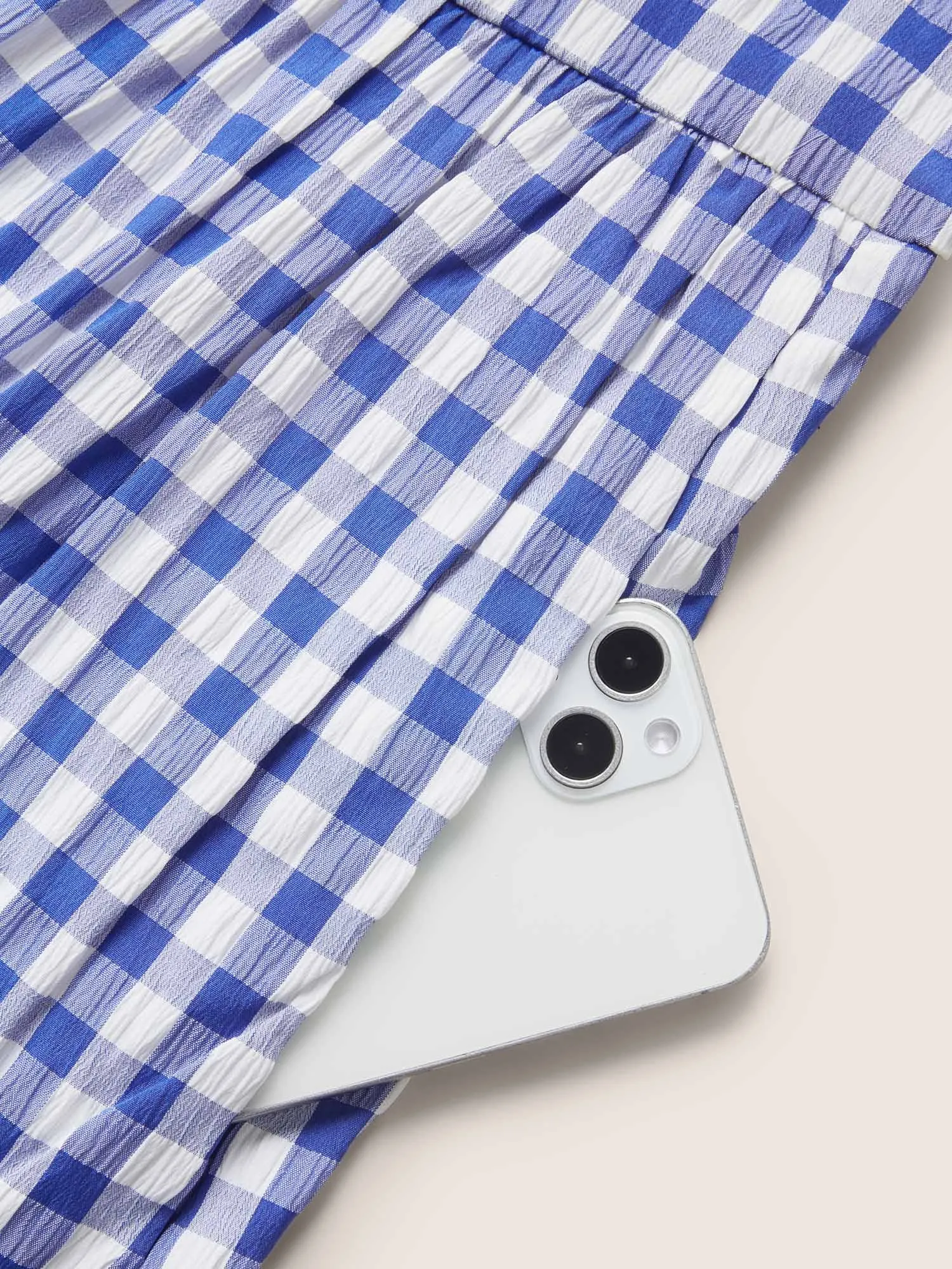 Gingham Ruffle Layered Hem Tank Midi Dress sold by Bloomchic product image thumbnail 5