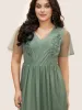 Floral Embroidered Mesh Ruffle Sleeve Dress sold by Bloomchic