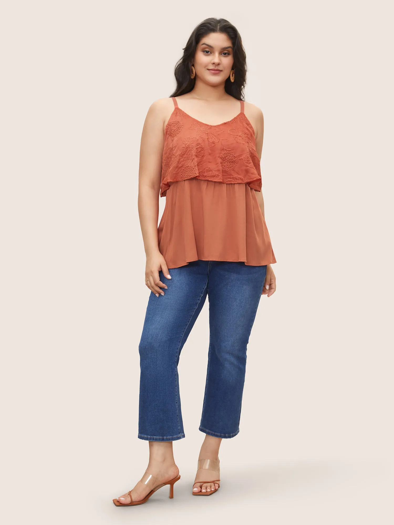 Solid Broderie Anglaise Patchwork Cami Top sold by Bloomchic product image thumbnail 2