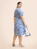 Boho Print Button Detail Cuffed Sleeve Dress sold by Bloomchic