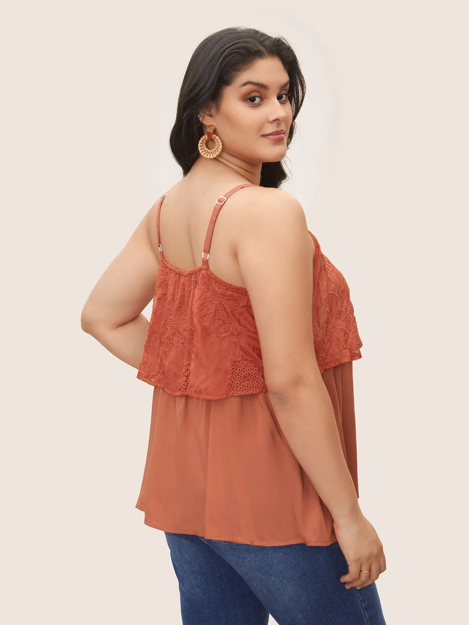 Solid Broderie Anglaise Patchwork Cami Top sold by Bloomchic product image thumbnail 4