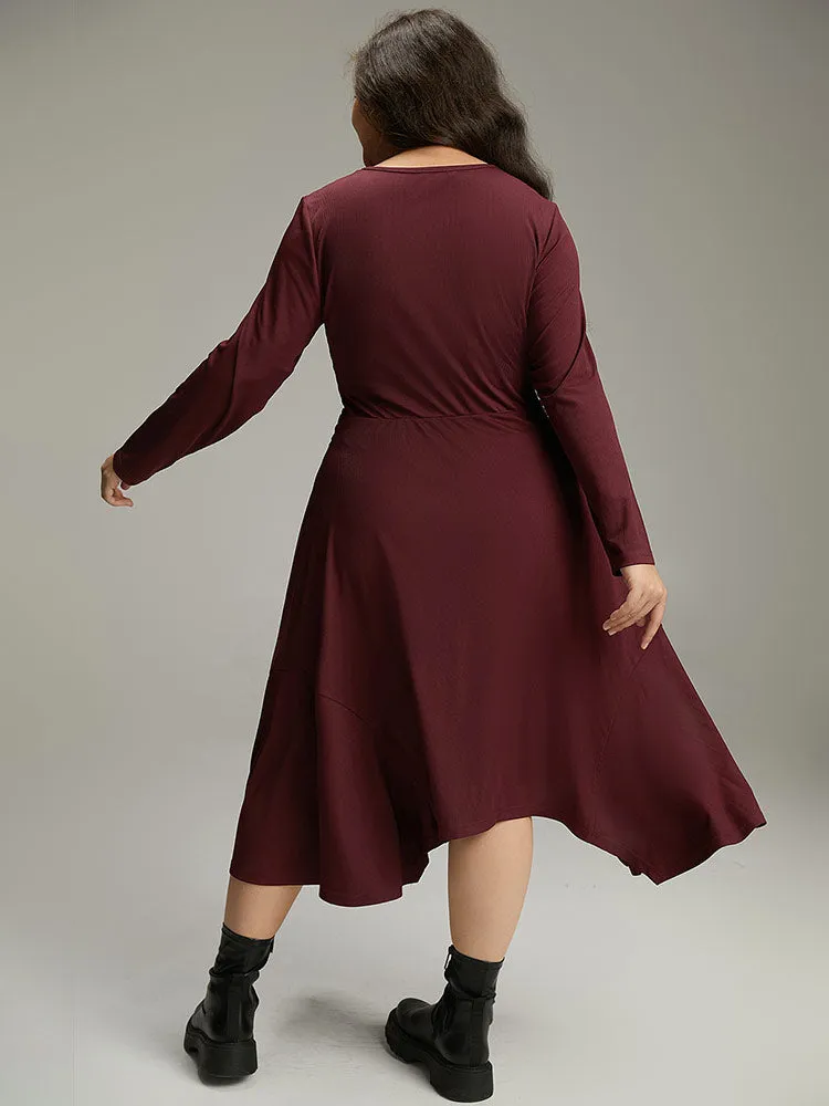 Solid Rib Knit Crew Neck Twist Front Dress sold by Bloomchic product image thumbnail 4