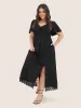 Solid Pocket Contrast Lace Split Maxi Dress sold by Bloomchic