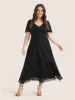 Solid Pocket Contrast Lace Split Maxi Dress sold by Bloomchic