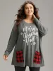 Christmas Letter Plaid Patchwork Pocket T-shirt sold by Bloomchic