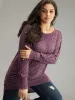 Plain Button Detail Ruched Hem T-shirt sold by Bloomchic