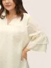 Plisse Mesh Flutter Layered Sleeve Blouse sold by Bloomchic