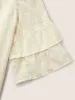 Plisse Mesh Flutter Layered Sleeve Blouse sold by Bloomchic